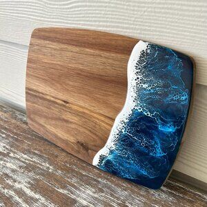 Ocean Waves Resin Wooden Cutting Board Charcuterie Board Cheeseboard Beach House